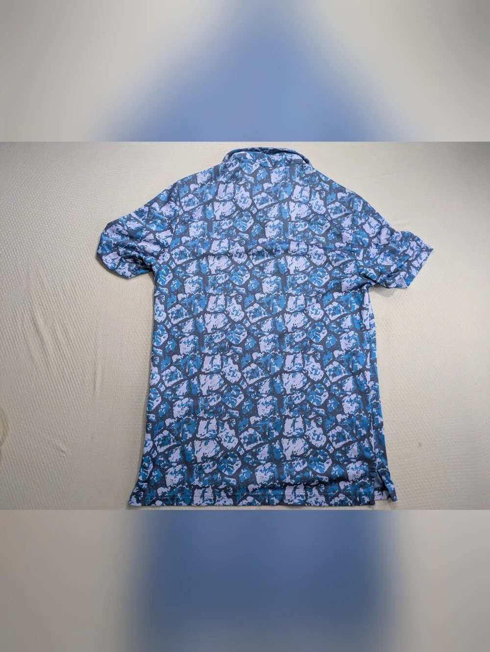 Adidas Golf Polo Shirt Streamsong Golf Small Blue Abstract Pattern Performance
